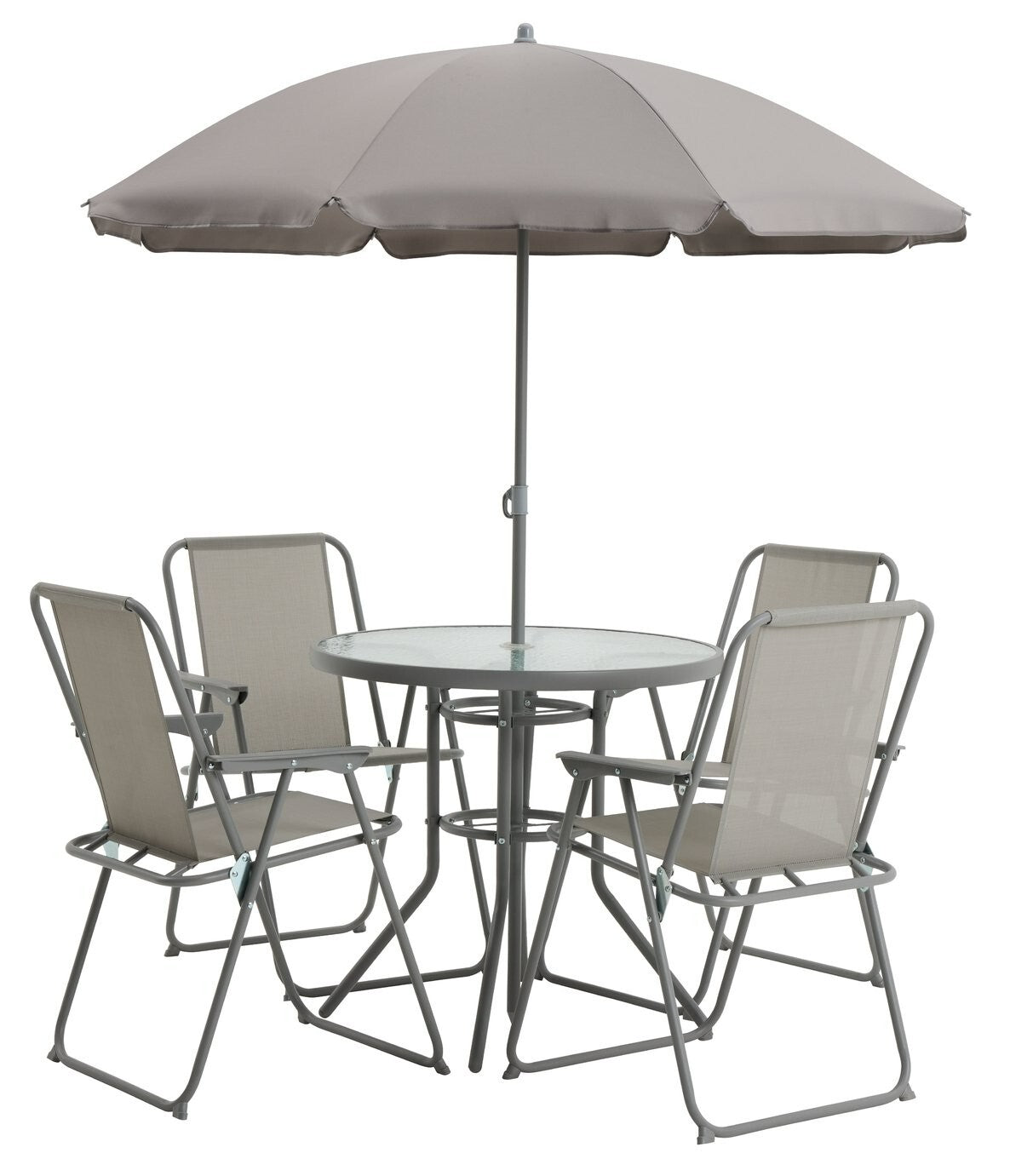 Home 4 Seater Metal Patio Set - Light Grey