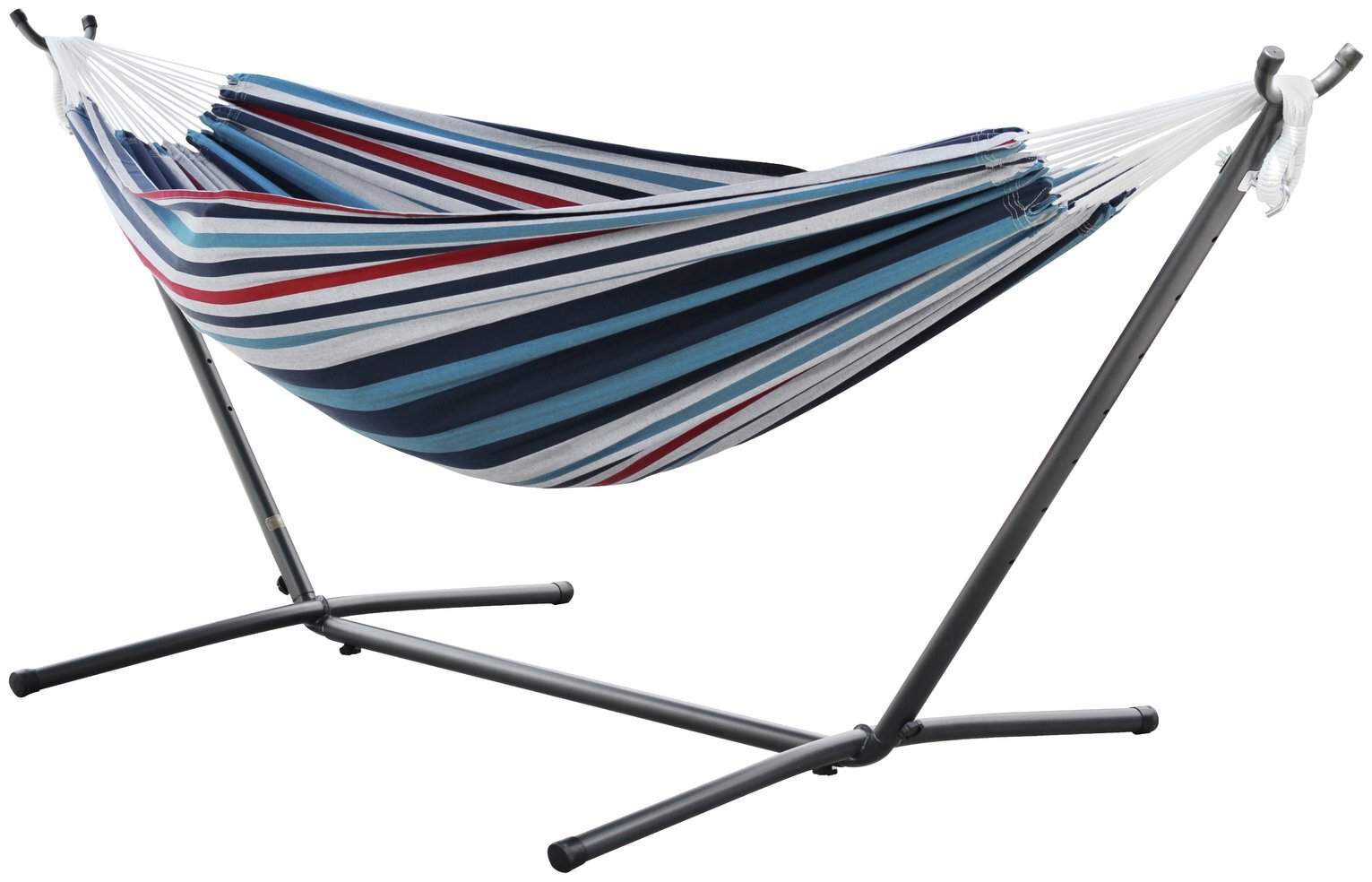 Vivere Double Cotton Hammock with Stand - Denim