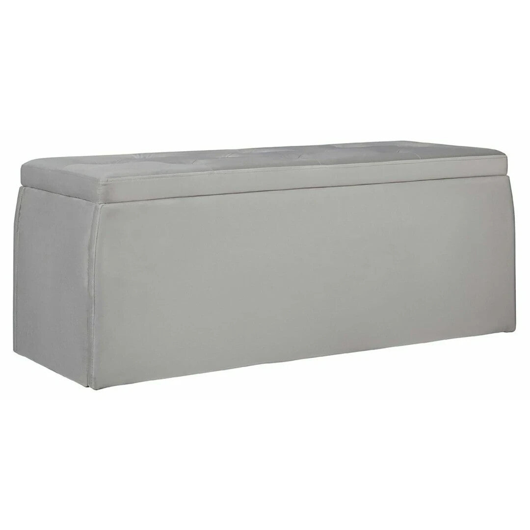 Habitat Harrogate Velvet Ottoman - Grey | Grey Velvet Ottoman Storage Bench Seat