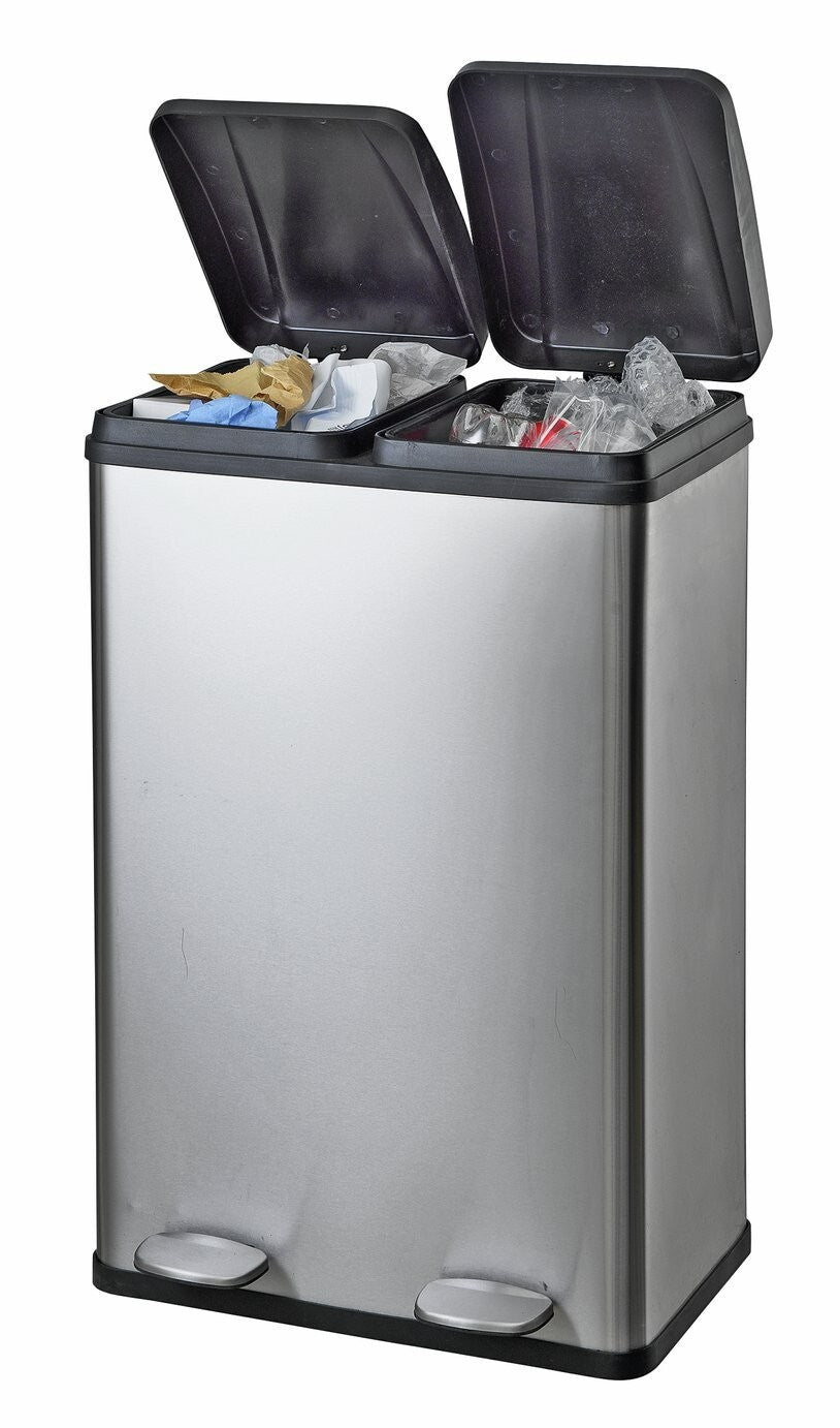 55 Litre 2 Compartment Recycling Bin - Steel