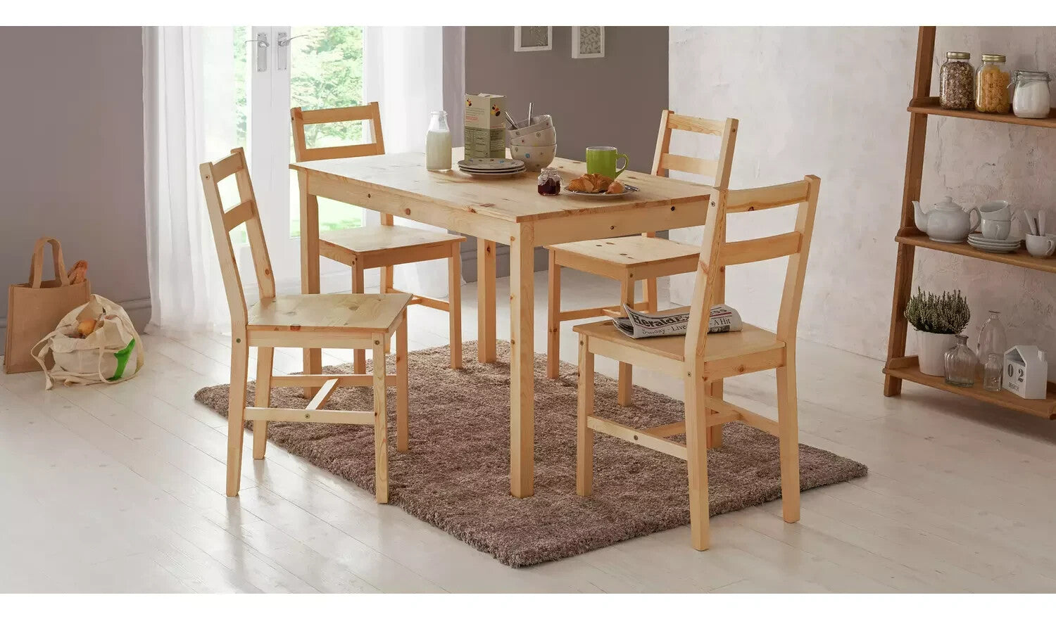 Raye Pair of Solid Wood Dining Chairs - Pine