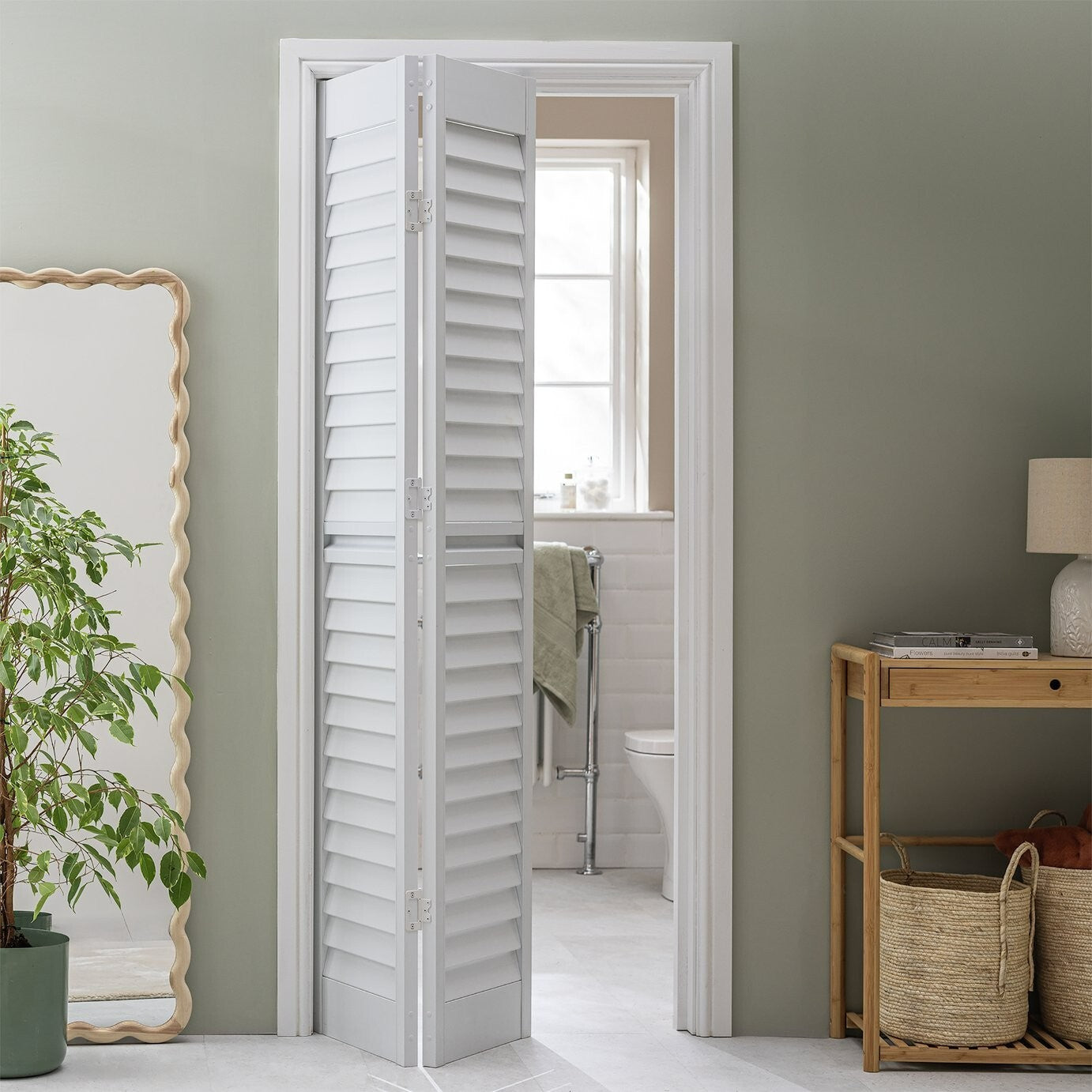 Shutter Effect Bi-Folding White Folding Door