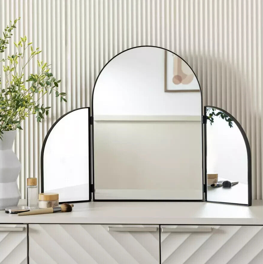 Habitat Black Folding Arch Dressing Mirror 70x50cm | Vanity Makeup Organizer