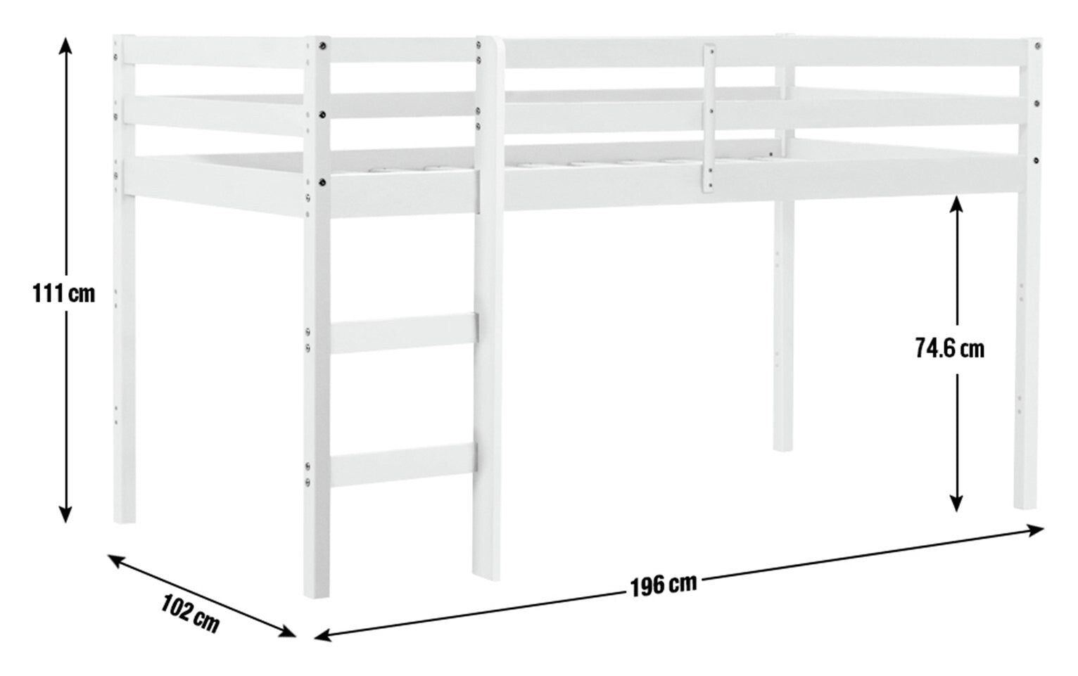 Kaycie Mid Sleeper Single Bed Frame - White