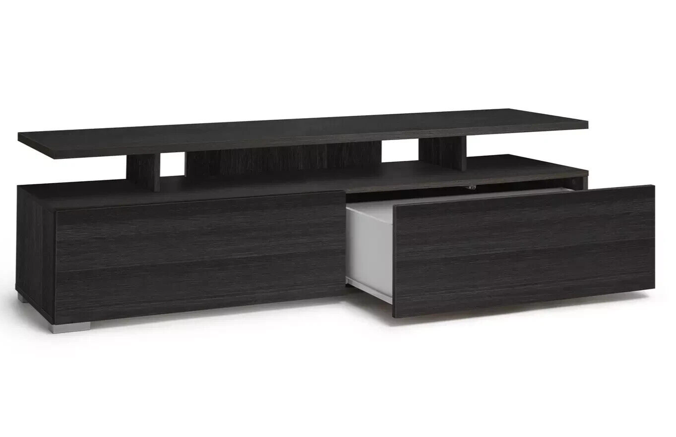 Habitat Floating Top TV Unit - Black & Brown | Media Stand with Storage Shelves