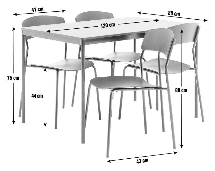 Stella Wood Effect Dining Table & 4 Black Chairs