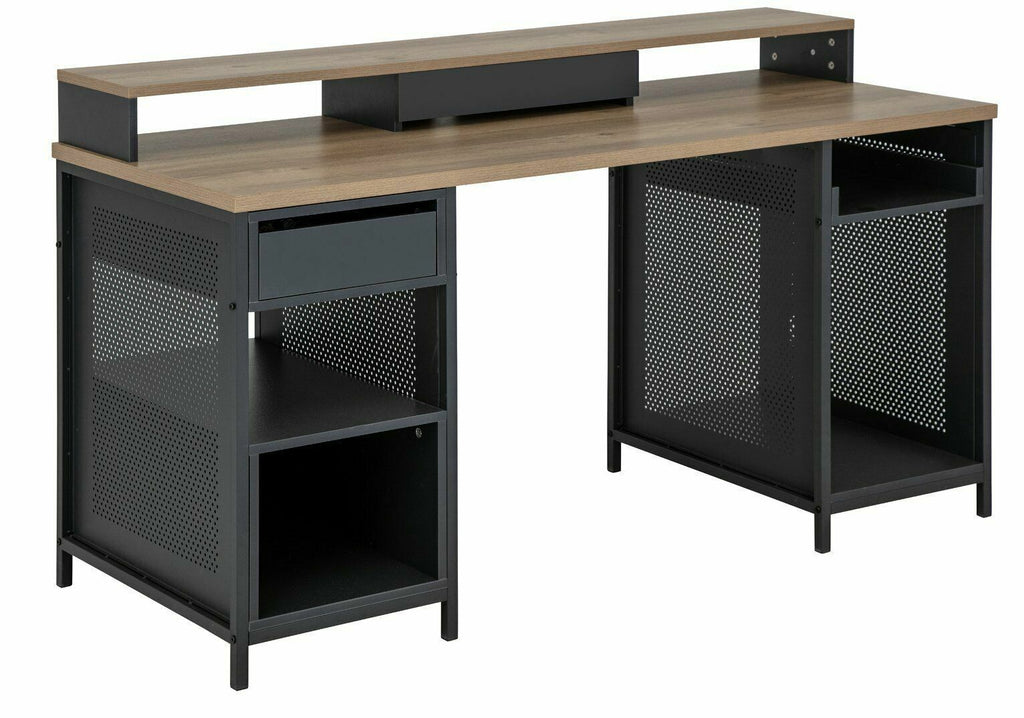 Modular 1 Drawer Gaming Desk - Oak Effect & Black ( B Grade 37398-37395- 37392 )