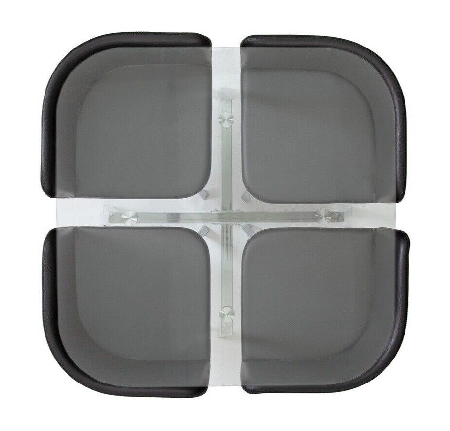 Elsie Glass Modern Dining Table 4 Chairs Black Faux Leather For Kitchen