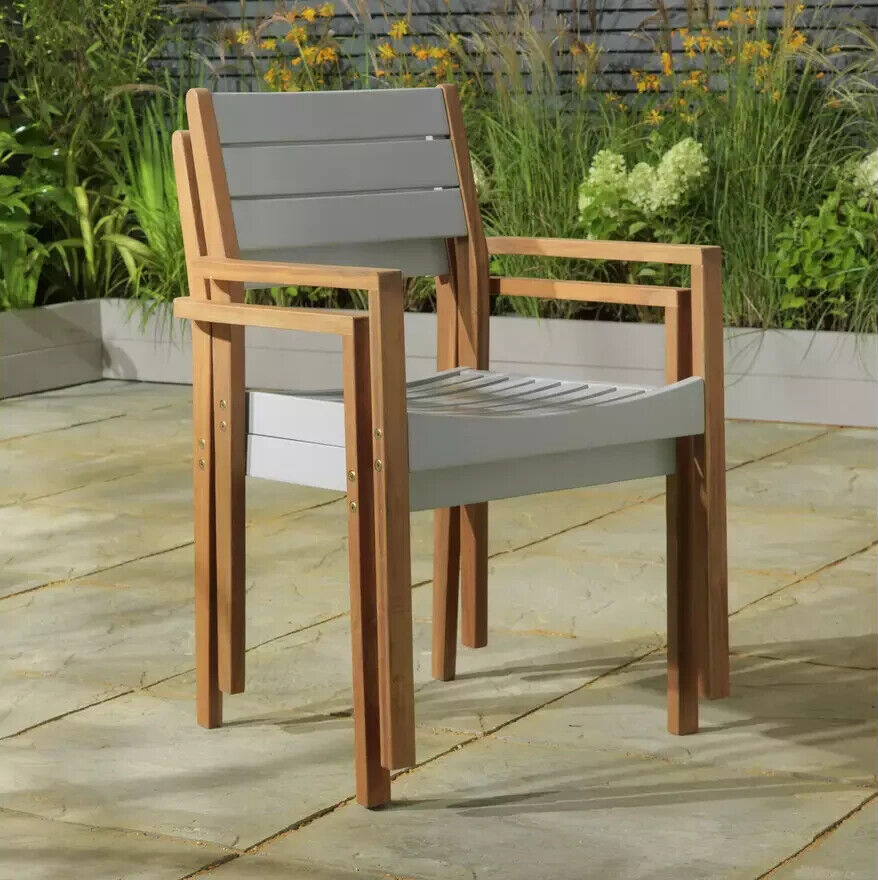 Home Richmond 6 Seater Wooden Patio Set - Grey | Outdoor Garden Dining Furniture