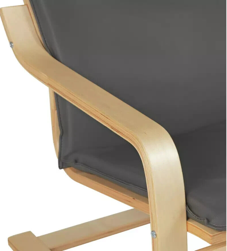 Home Bentwood Wingback Chair with Footstool Grey | Classic Comfortable Seating