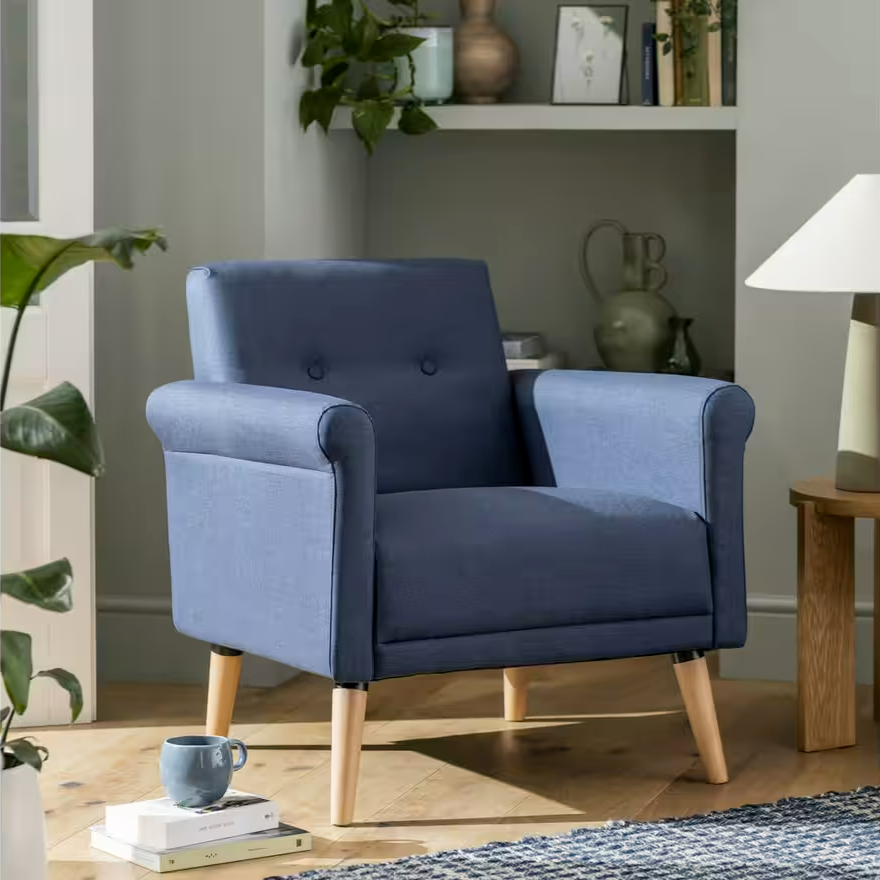 Evie Fabric Armchair in a Box - Navy