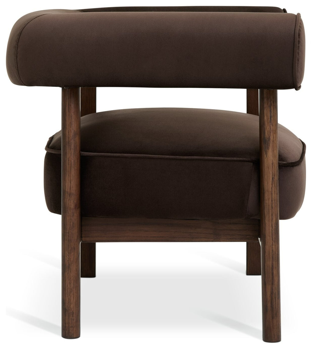 Elio Velvet Chair - Brown
