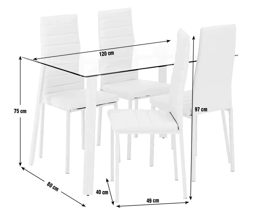 Home Helena Glass Dining Table & 4 Grey Chairs | Modern Kitchen Dining Room Set