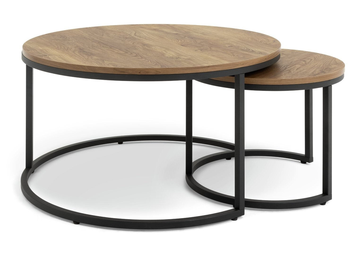 Nomad Nest of 2 Coffee Tables Oak | Modern Wooden Living Furniture Set Stylish