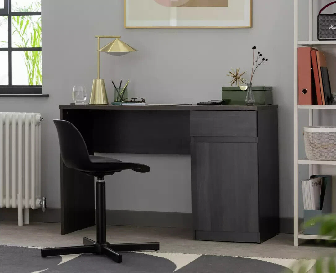 Habitat Jenson 1 Drawer Office Desk Black Brown | Home Office Desk Workstation
