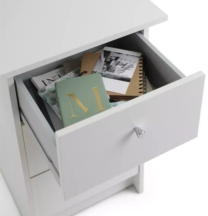 Home Malibu 3 Drawer Office Desk - White | Storage Desk for Home Office or Study