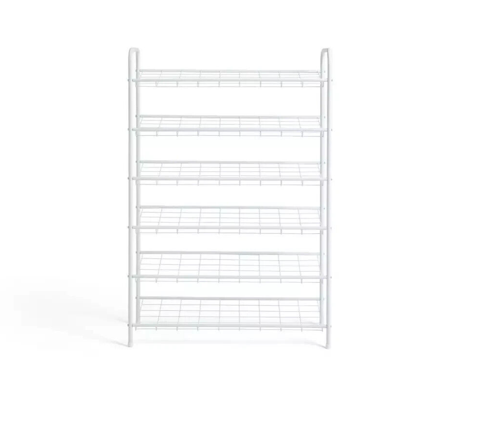 Home Jorn 6 Tier Shoe Rack White | Space Saving Storage Organizer for Entryway