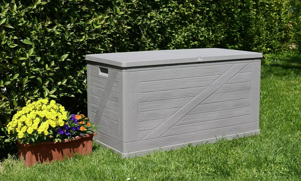 Toomax 420L Wood Effect Cushion Storage Box - Grey