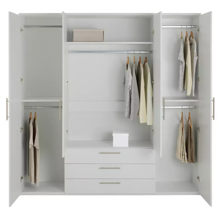 Brisbane 4 Door 3 Drawers Wardrobe - Grey ( B Grade )