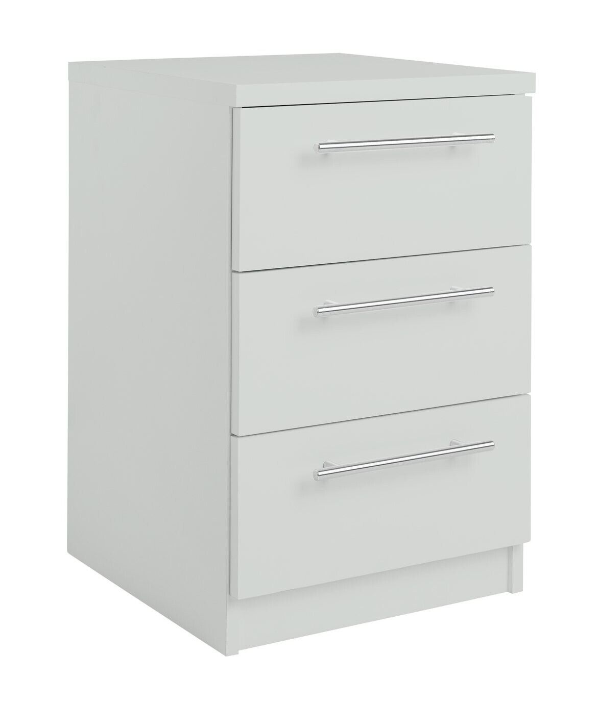 Home Brisbane 3 Drawer Bedside - Grey