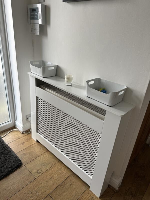 Habitat Odell Small Radiator Cover - White | Lattice Panel MDF Cabinet Cover