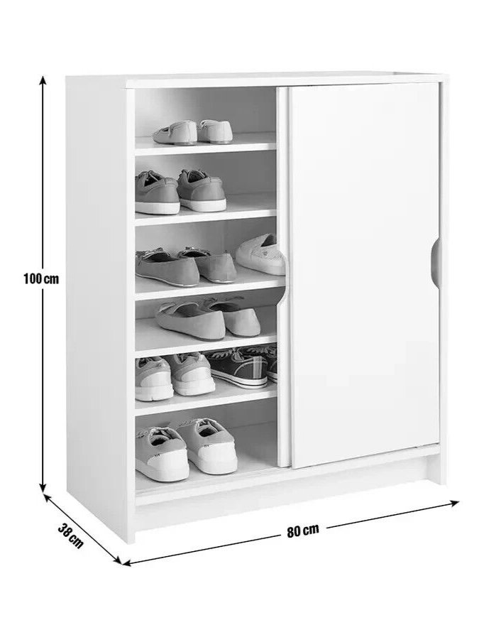 Home Chloe 2 Door Shoe Storage Cabinet - Grey | Grey Hallway Shoe Cupboard Unit