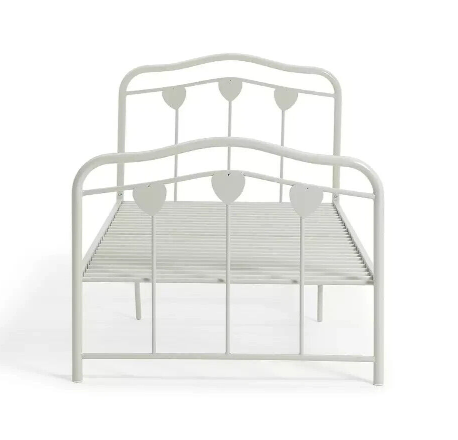 Hearts Single Metal Bed Frame - White ( B Grade 21231 )