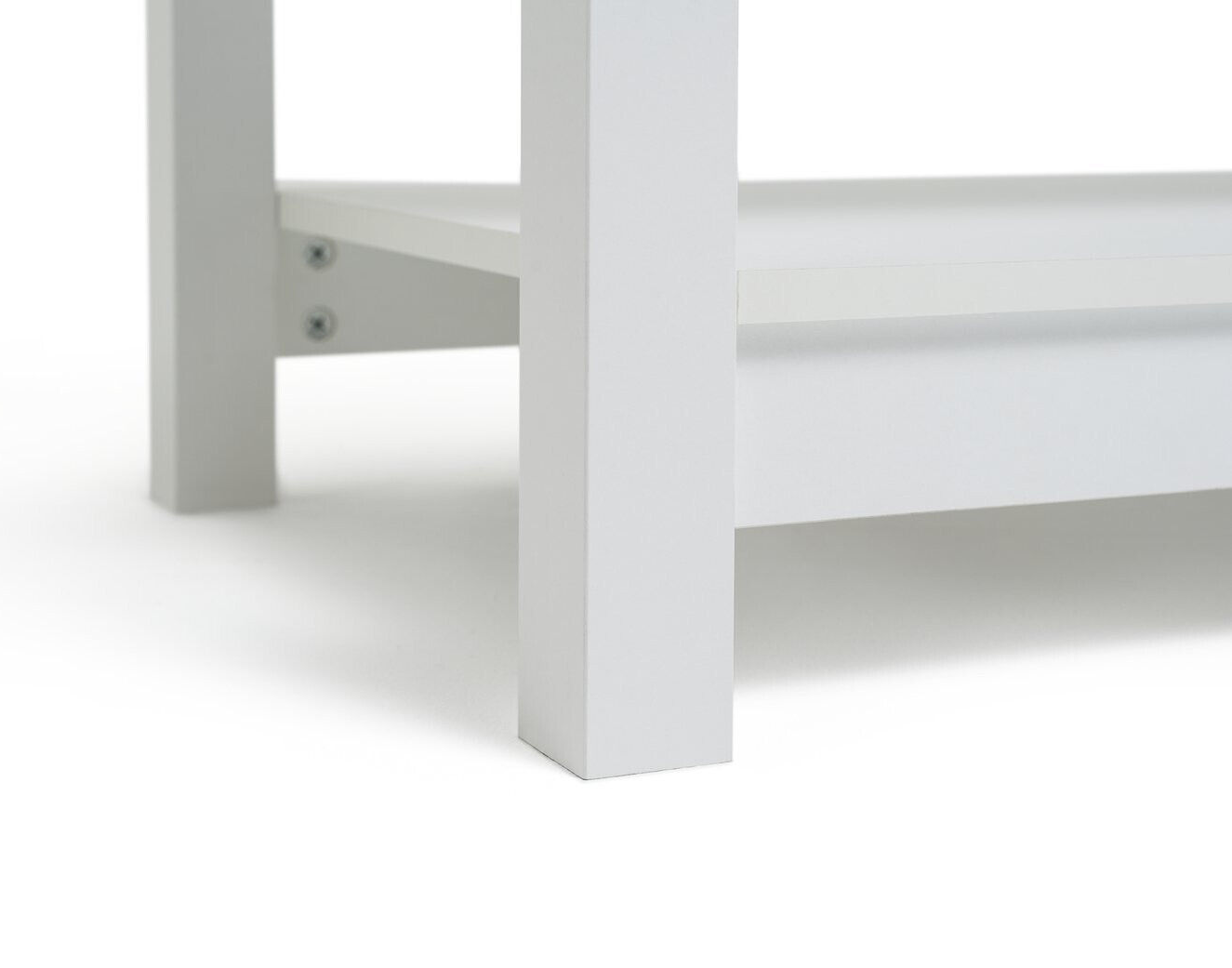 Home Malibu Coffee Table - White | Rectangular Living Room Table Storage Shelf