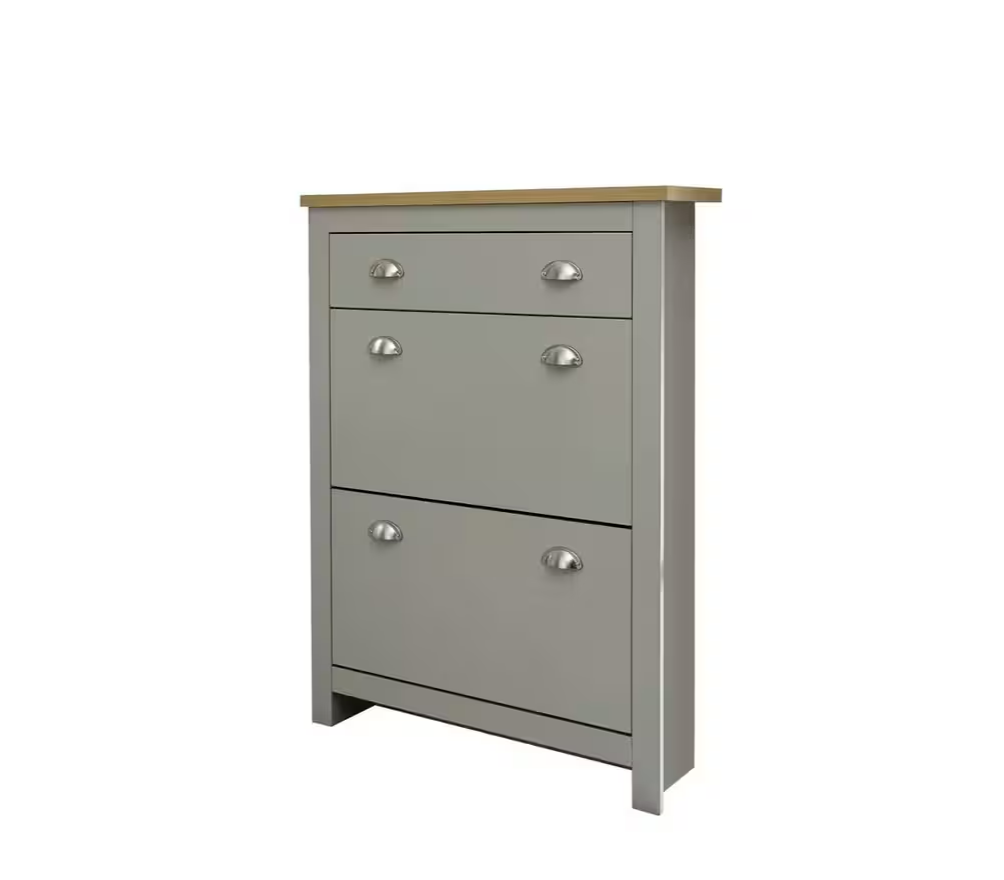 Lancaster 2 Door 1 Drawer Shoe Cabinet - Grey