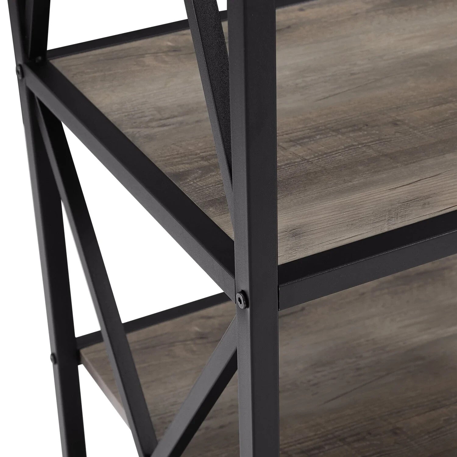 Walker Edison Metal X Wood Bookshelf - Grey Wash