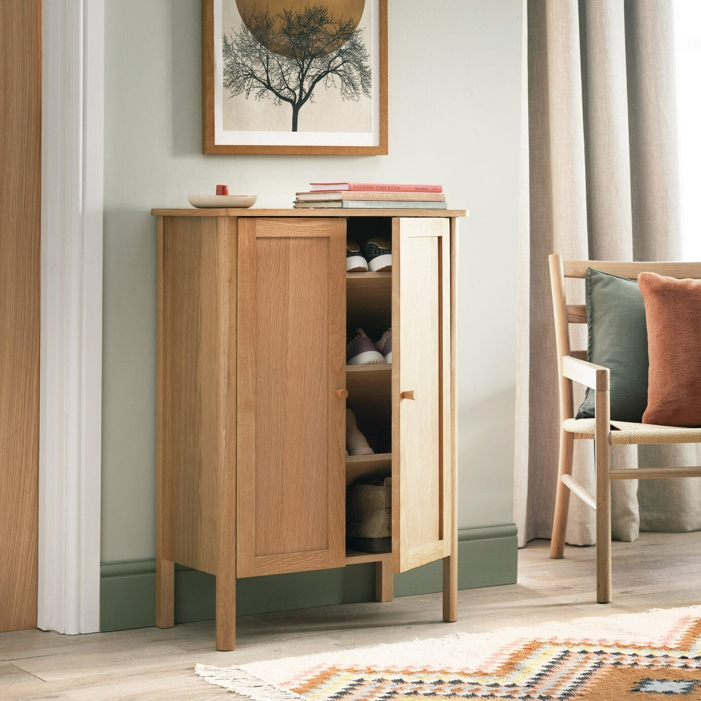 Kent 2 Door Shoe Storage Cabinet - Oak