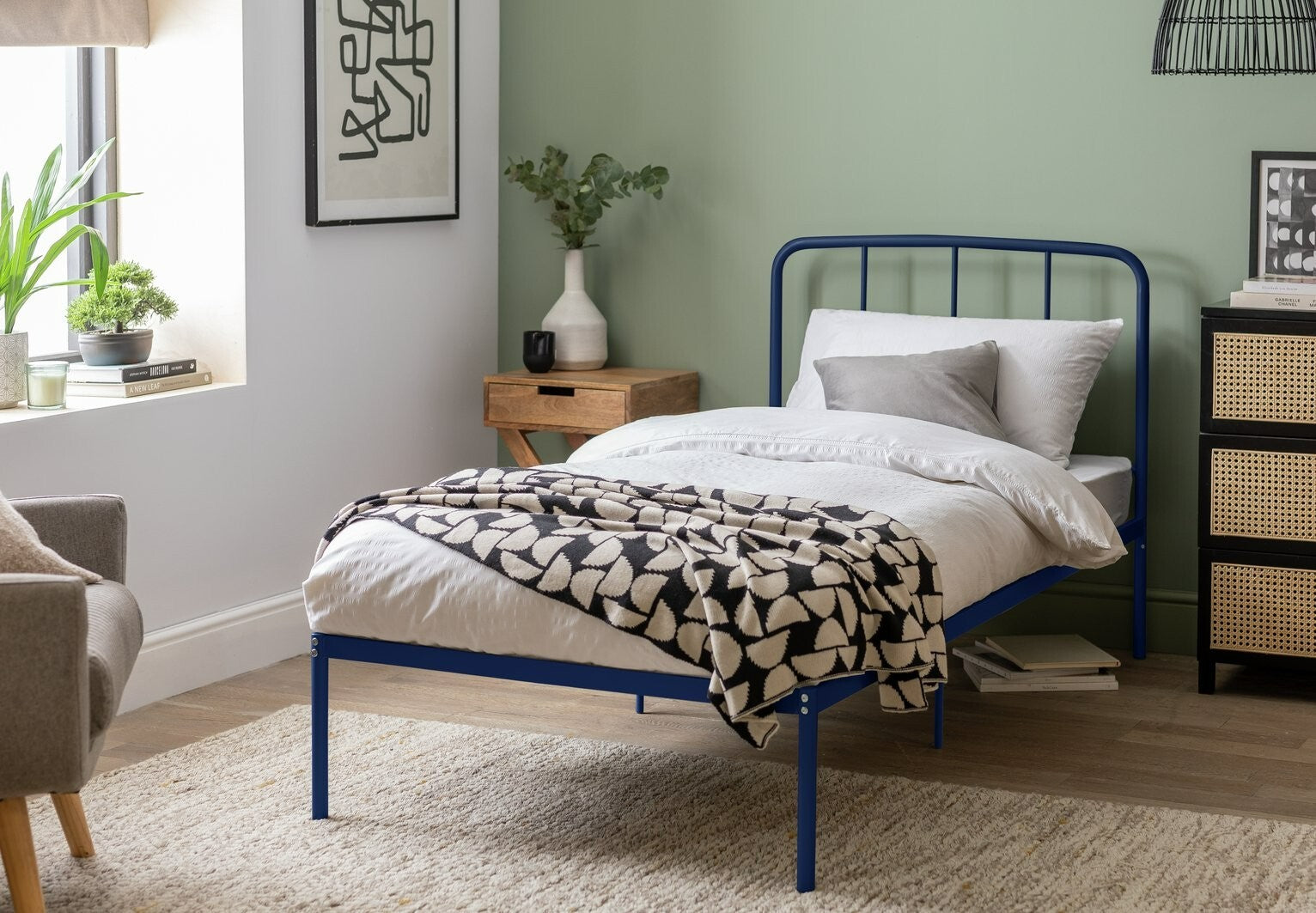 Freja Single Metal Bed Frame - Blue