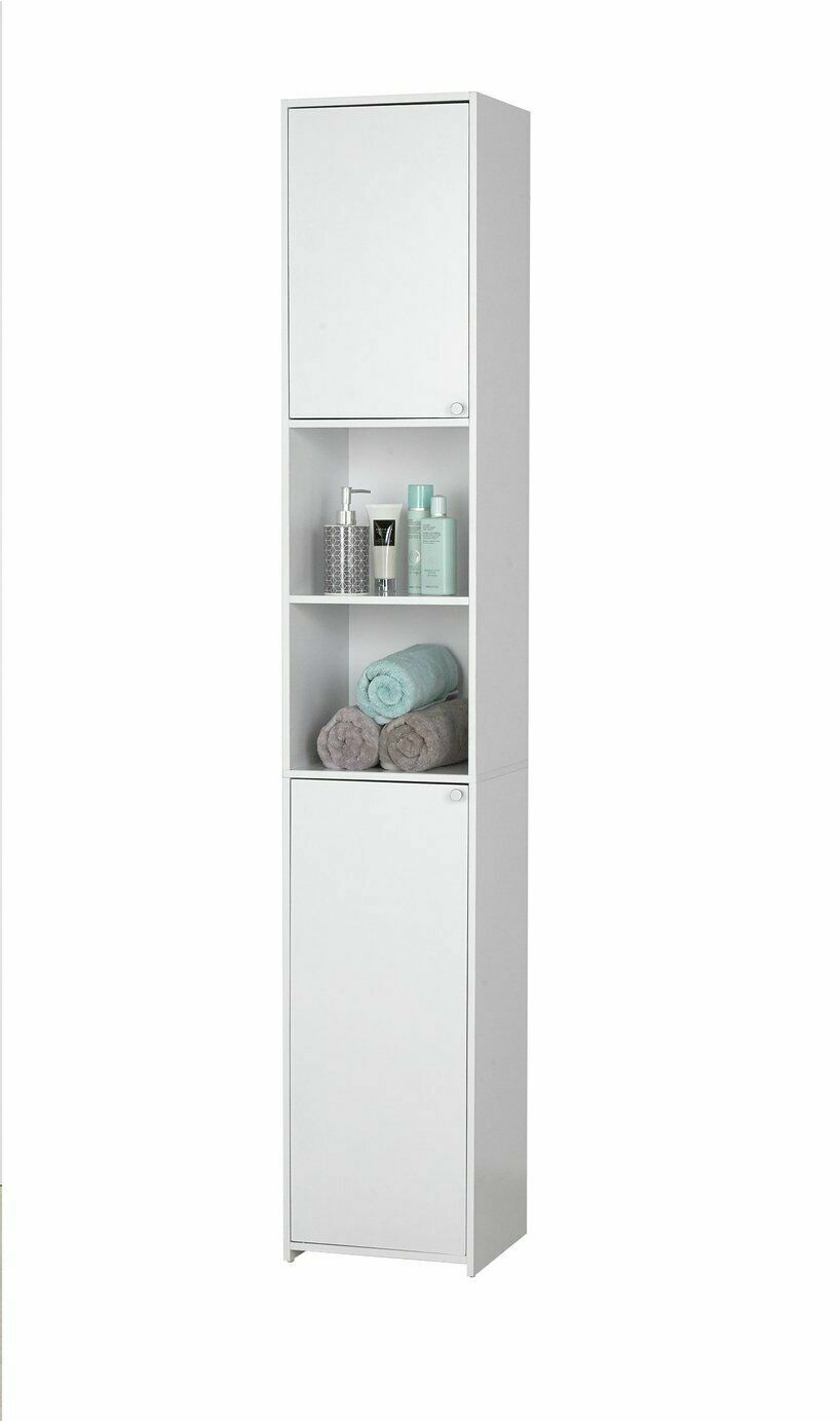 Home Prime Tallboy - White | Tall Storage Cabinet for Bathroom Bedroom Organizer