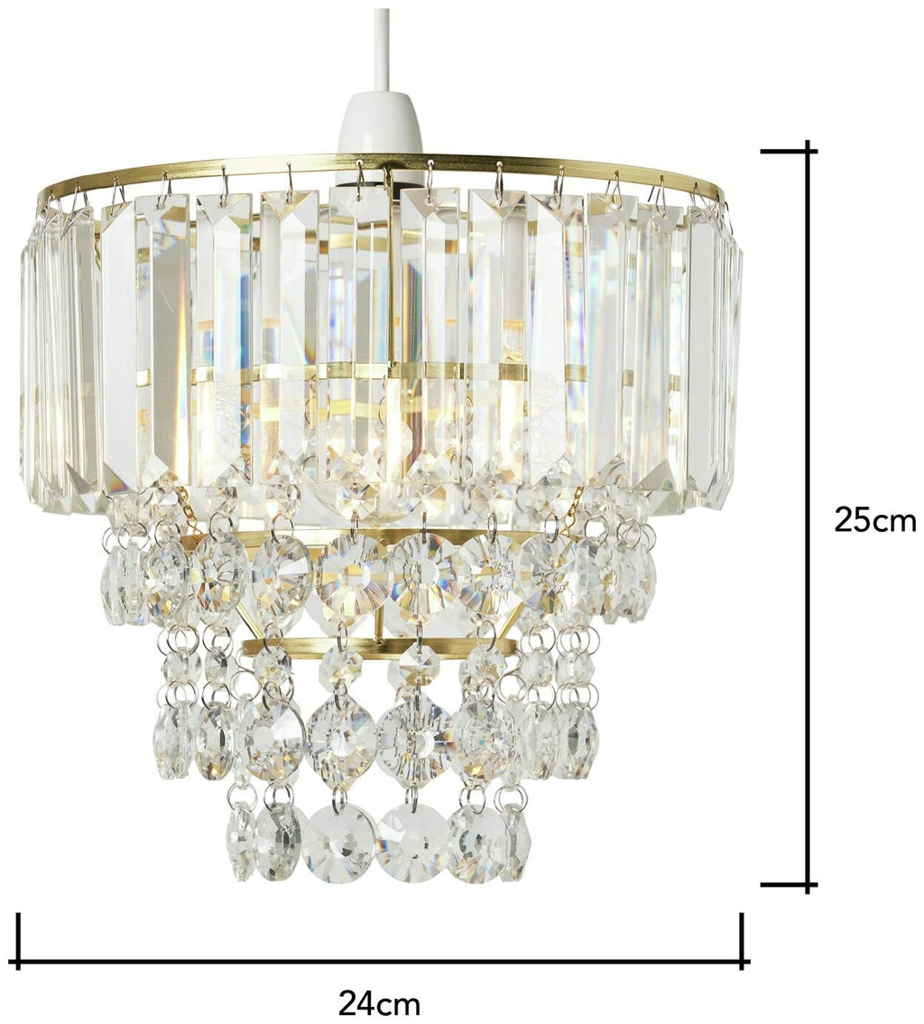 BHS Monroe Glass Easy Fit Pendant Light - Brass