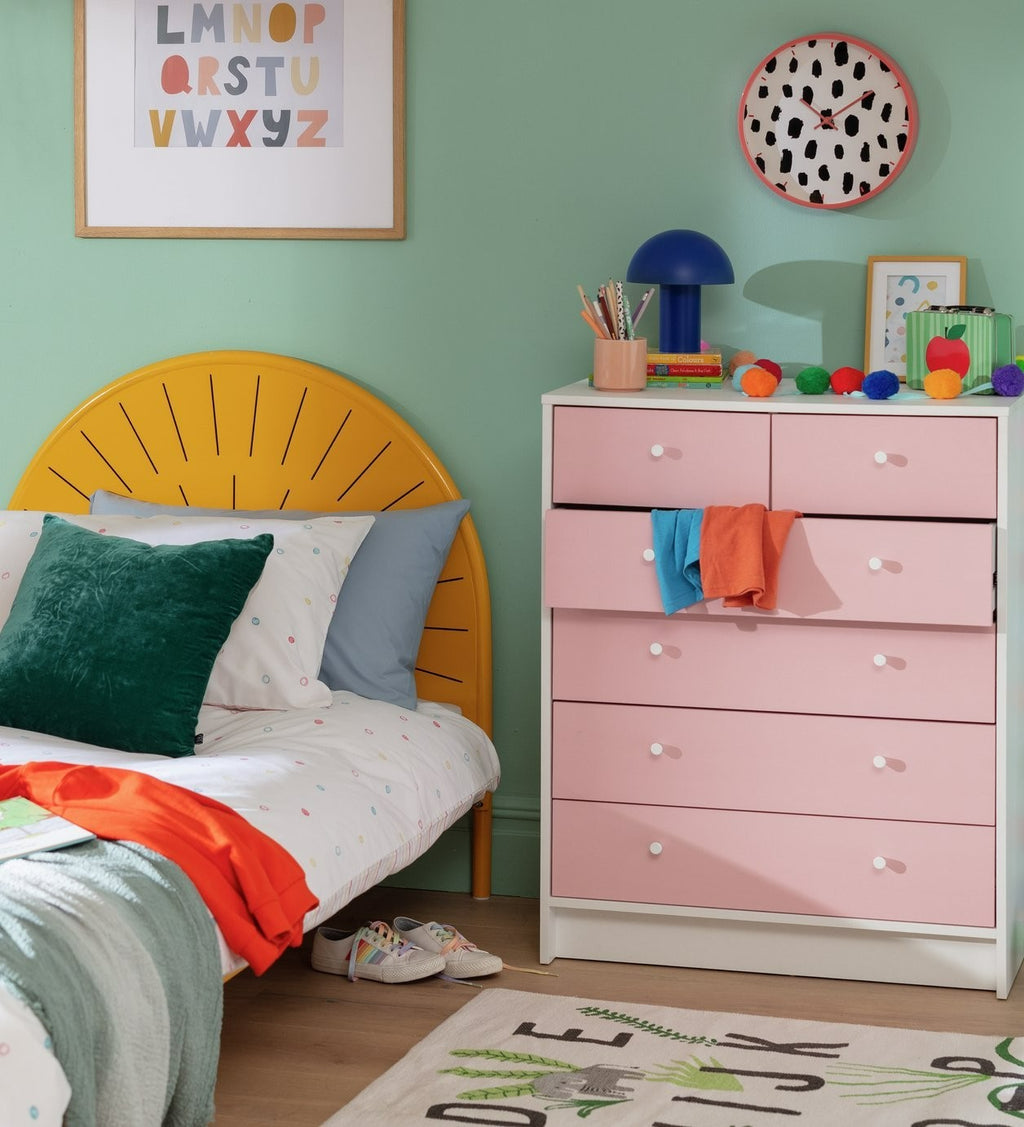 Home Kids Malibu 4+2 Chest of Drawers - Pink & White | bedroom storage for kids