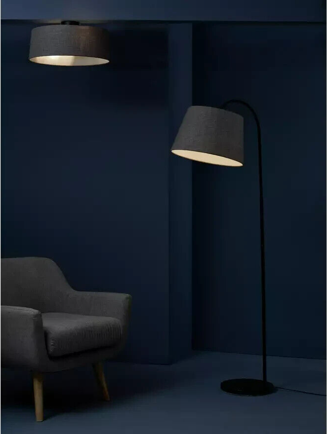 Habitat Arc Floor Lamp - Matte Black & Grey