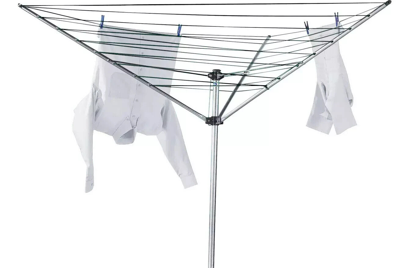 Home 30m 3 Arm Outdoor Washing Line | Heavy Duty Rotary Clothes Dryer for Garden