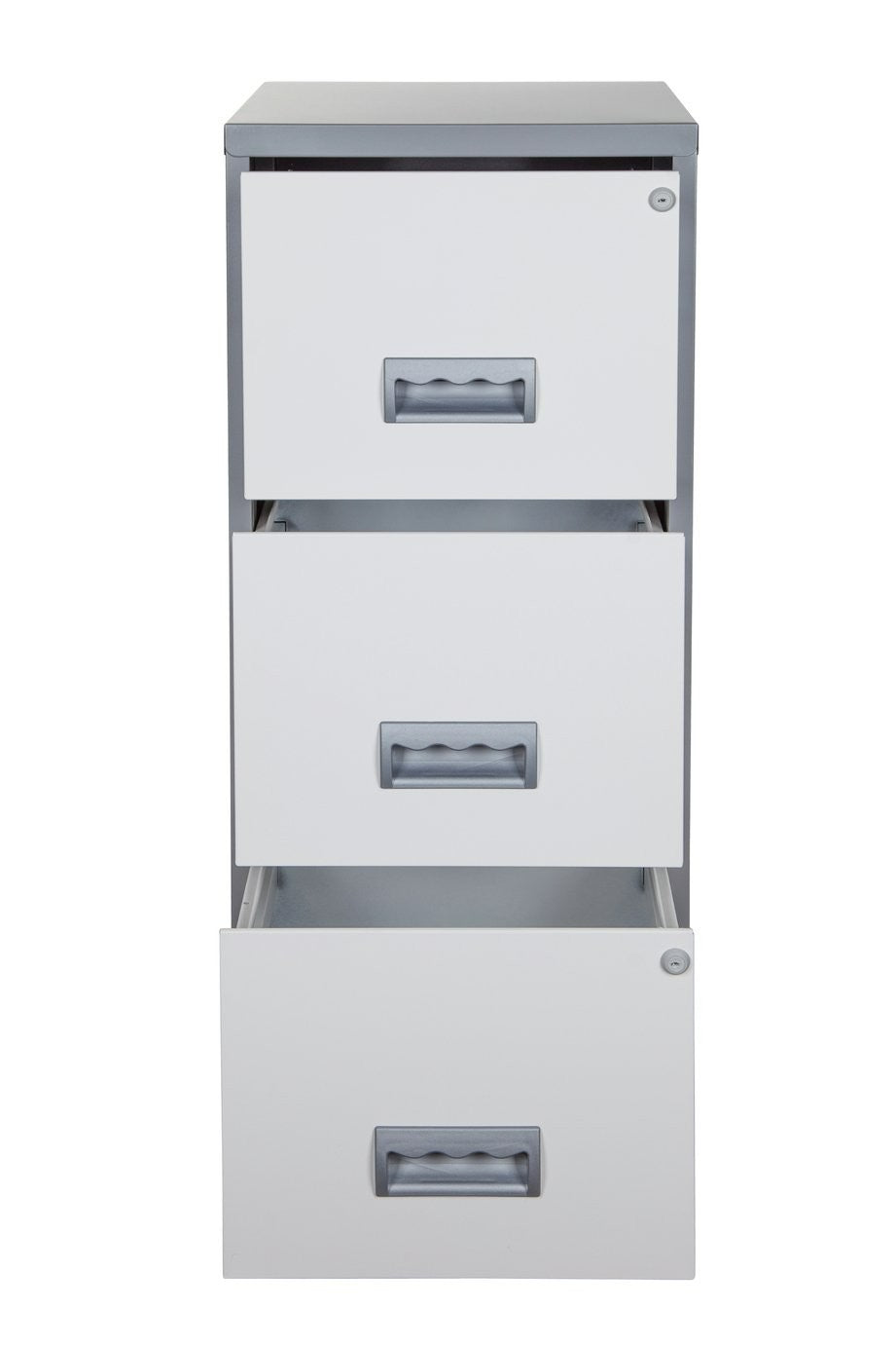 Pierre Henry 3 Drawer A4 Filing Cabinet - Silver & White | Metal filing cabinet