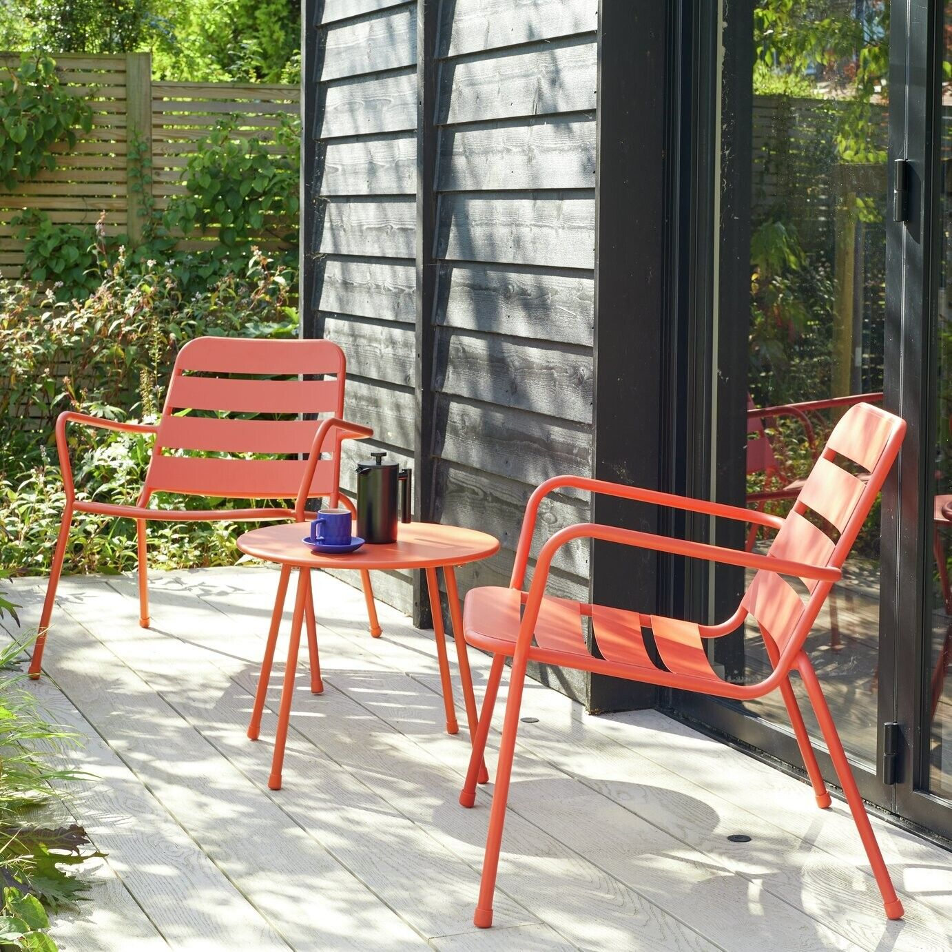 Annika 2 Seater Metal Garden Bistro Set - Red
