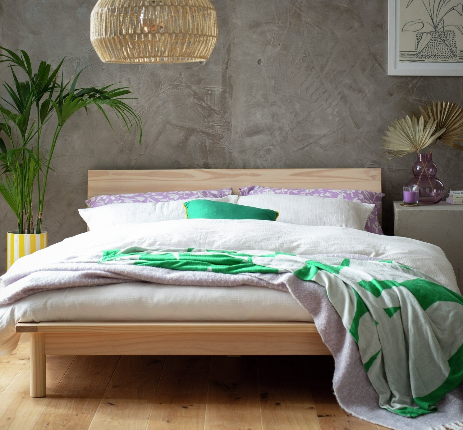 Habitat Akio Double Wooden Platform Bed Frame - Natural