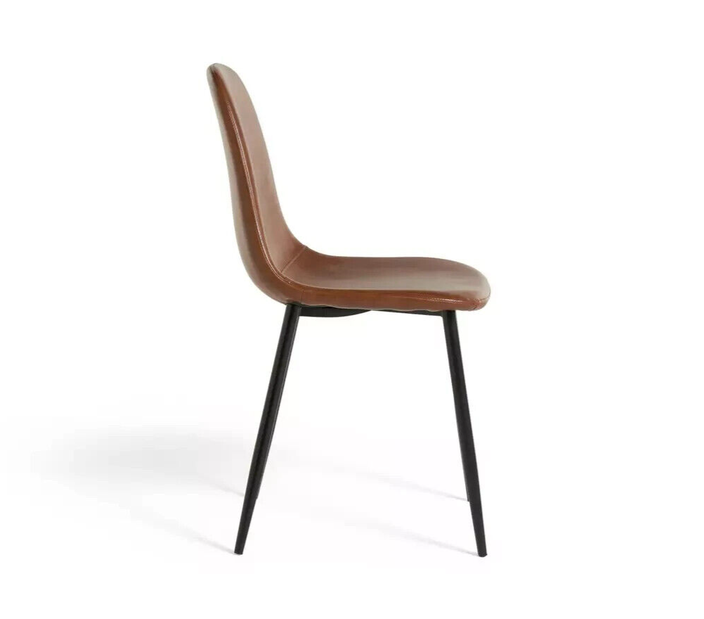 Habitat Beni Pair of Faux Leather Dining Chairs - Tan
