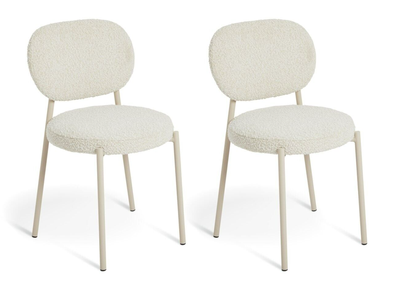 Habitat Orson Pair of Boucle Dining Chairs - White