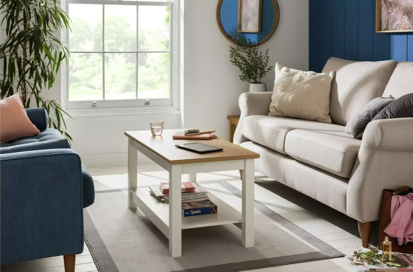 Winchester Coffee Table - White | Modern Living Room Table with Storage Shelf