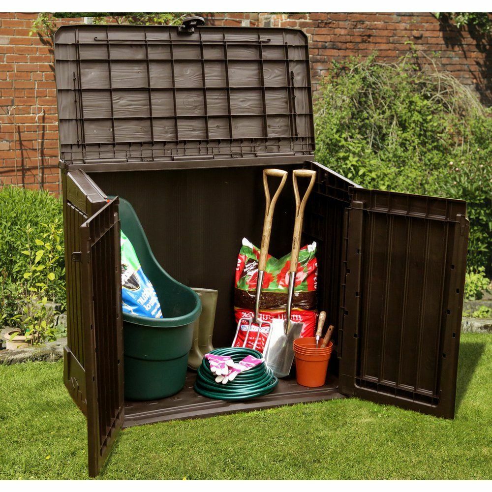 Keter Store It Out Midi 880L Garden Storage Box - Brown | Outdoor Tool Storage