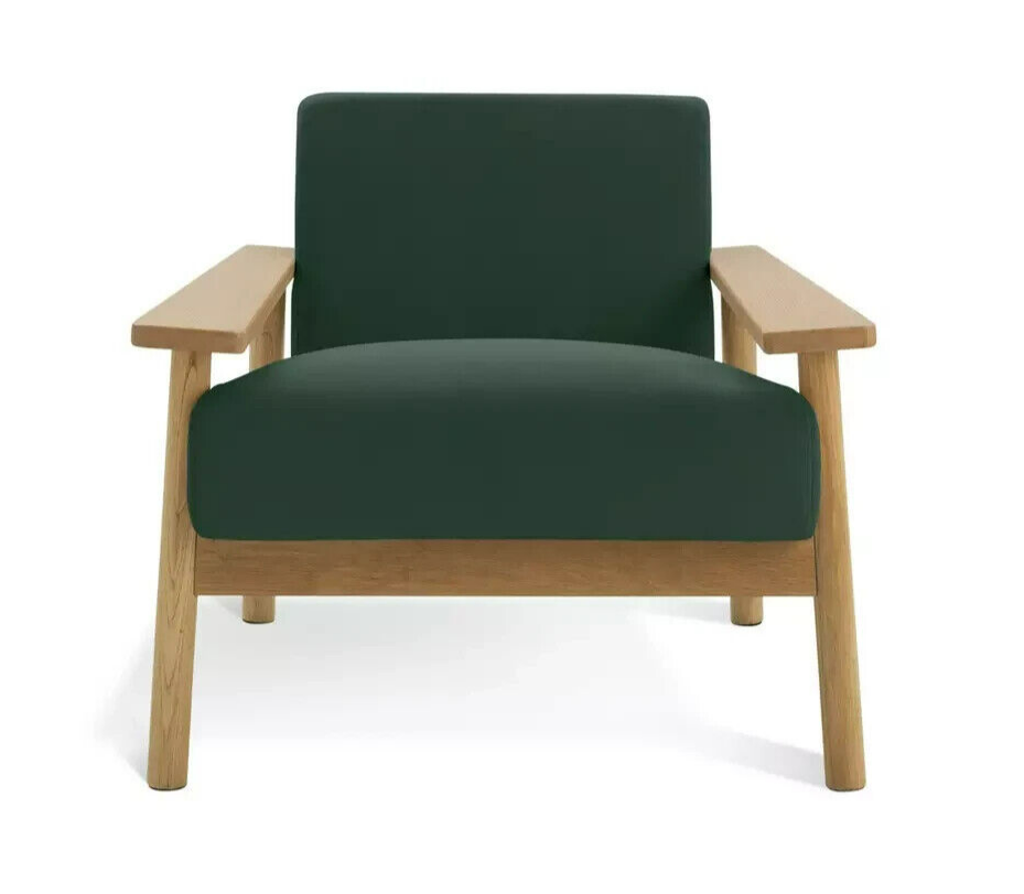 Habitat Dore Velvet Accent Chair - Dark Green | Plush Modern Living Room Seating