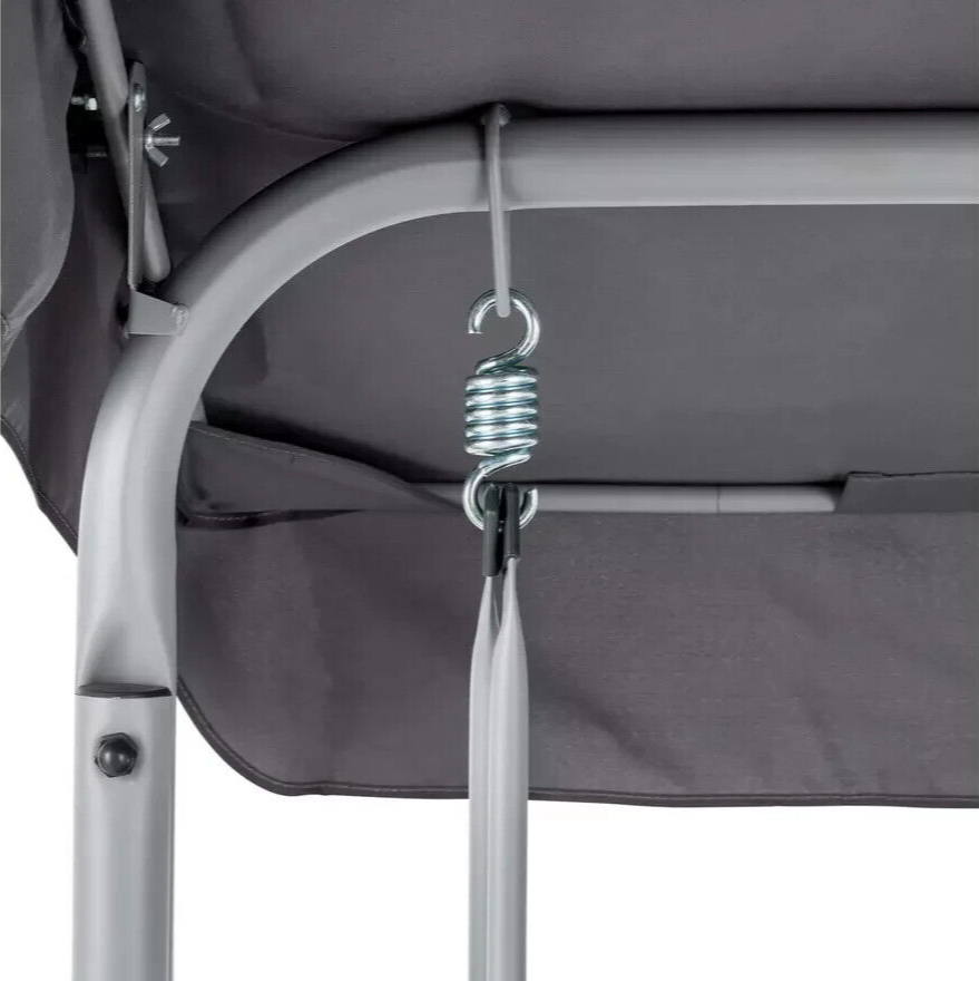 Home 3 Seater Metal Garden Swing Chair Grey | Outdoor Patio Hanging Bench Seat
