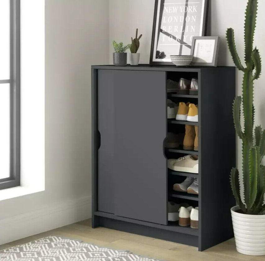 Chloe 2 Door Shoe Storage Cabinet - Grey ( B Grade )