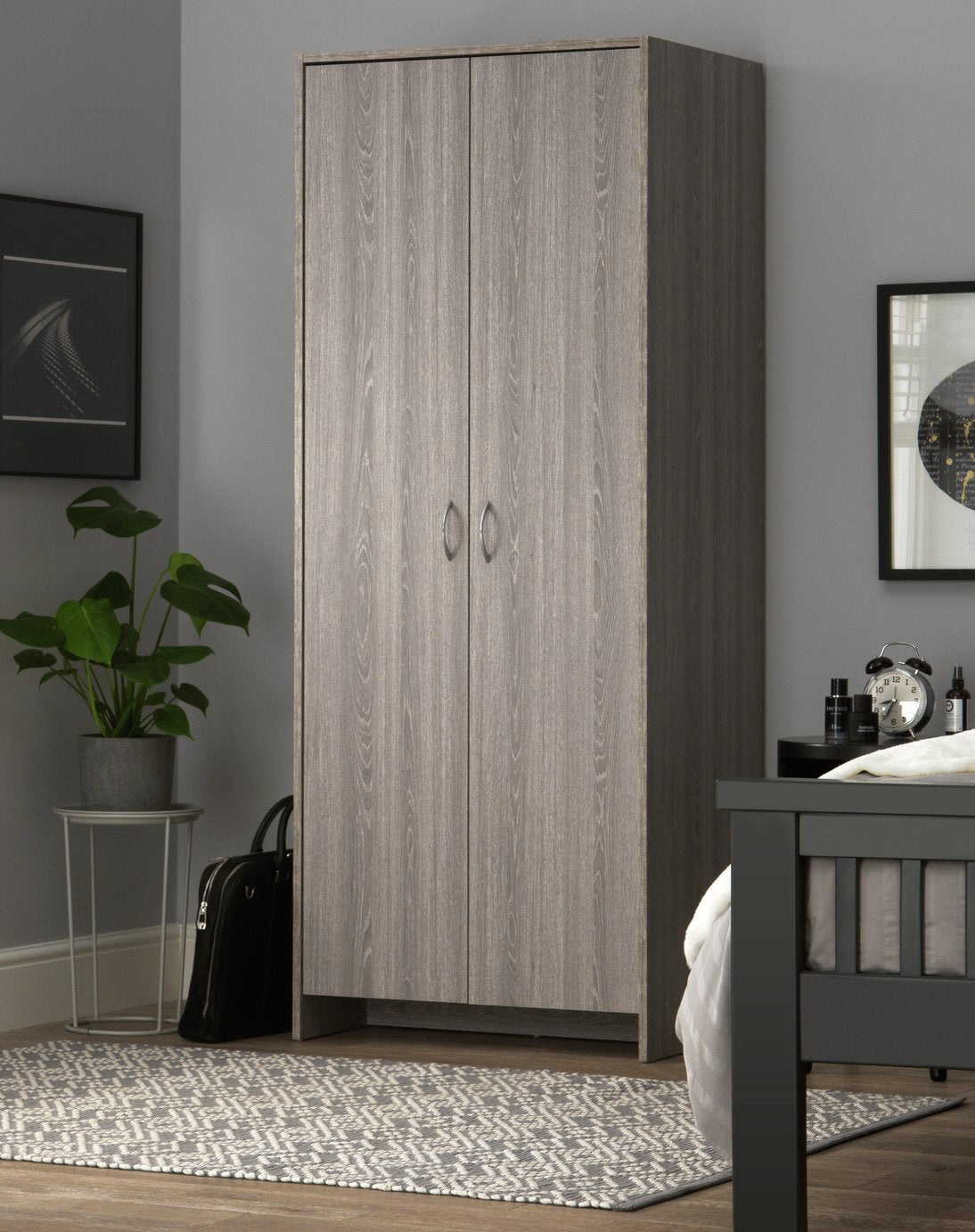 Seville 2 Door Wardrobe - Grey Oak Effect