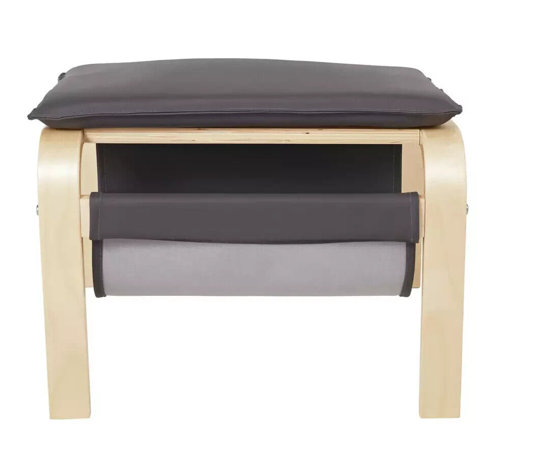 Habitat Bentwood Fabric Chair & Footstool - Charcoal