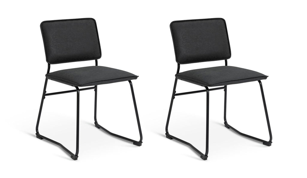 Habitat Loft Living Pair of Faux Leather Dining Chairs-Black